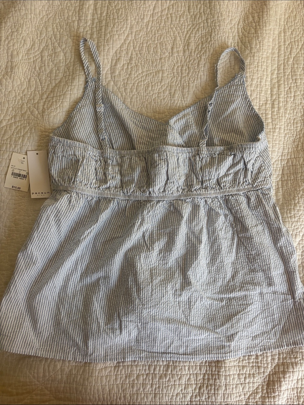 PacSun Light Blue and White Striped Cami Top